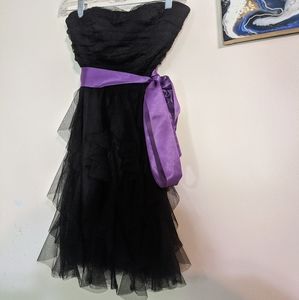 Gothic Formal Gown Purple Ribbon Ruffles Y2K Mall Goth Coquette Lolita Elegant